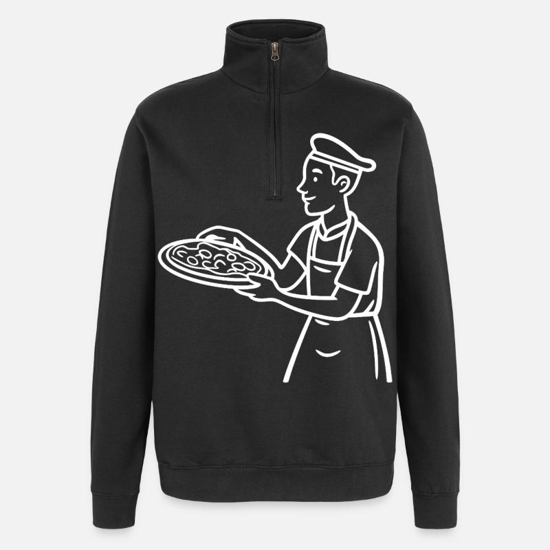 Pizza Baker Drawing - Quarter-Zip Sweatshirt - black