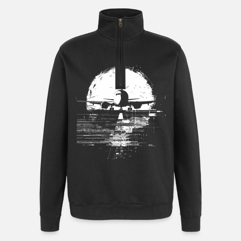 Passagierflugzeug - Quarter-Zip-Sweatshirt - Schwarz