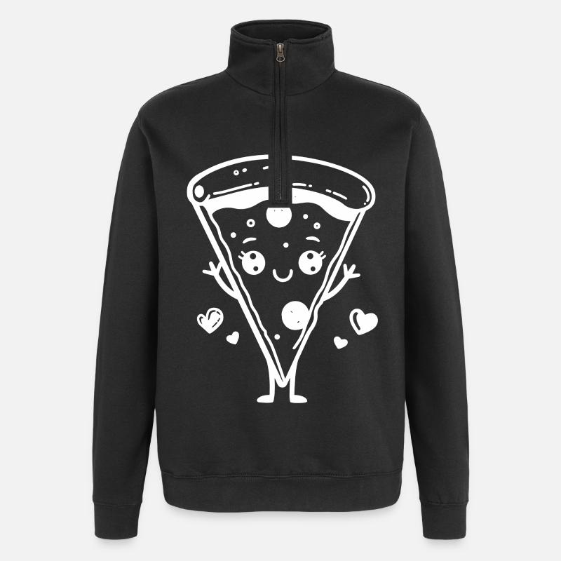 Pizza Comic Stil - Quarter-Zip-Sweatshirt - Schwarz