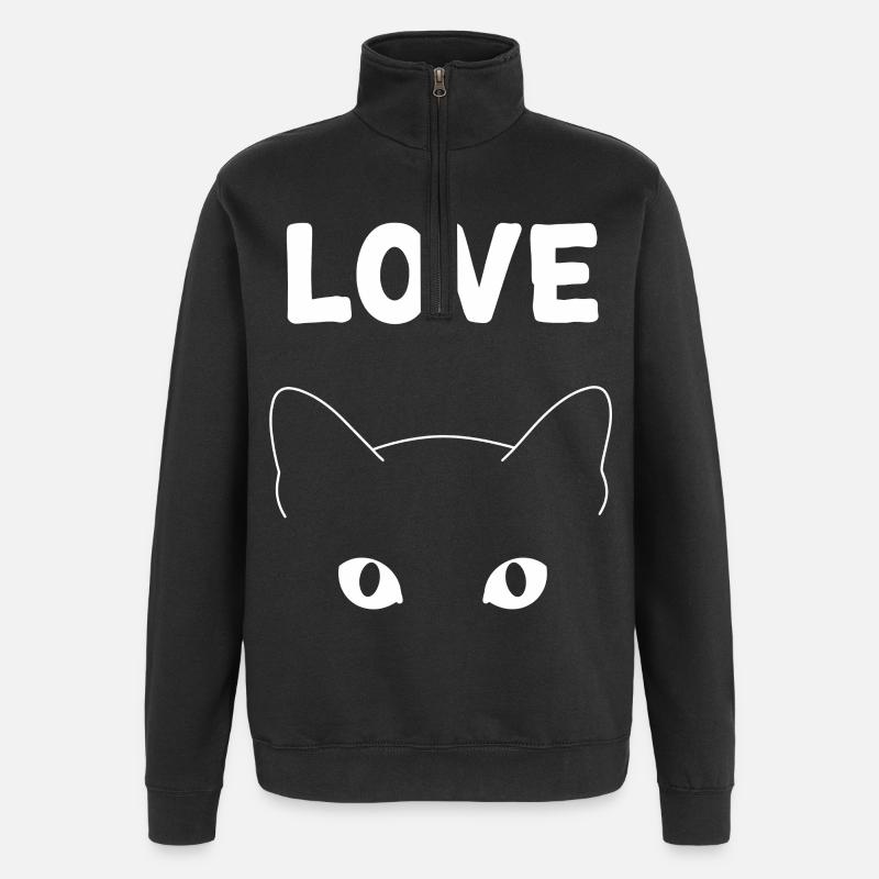 Love Chat : Douceur Féline - Sweat à zip 1/4 - noir