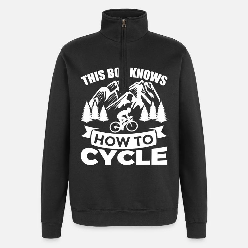 Cyclist boy - Quarter-Zip Sweatshirt - black