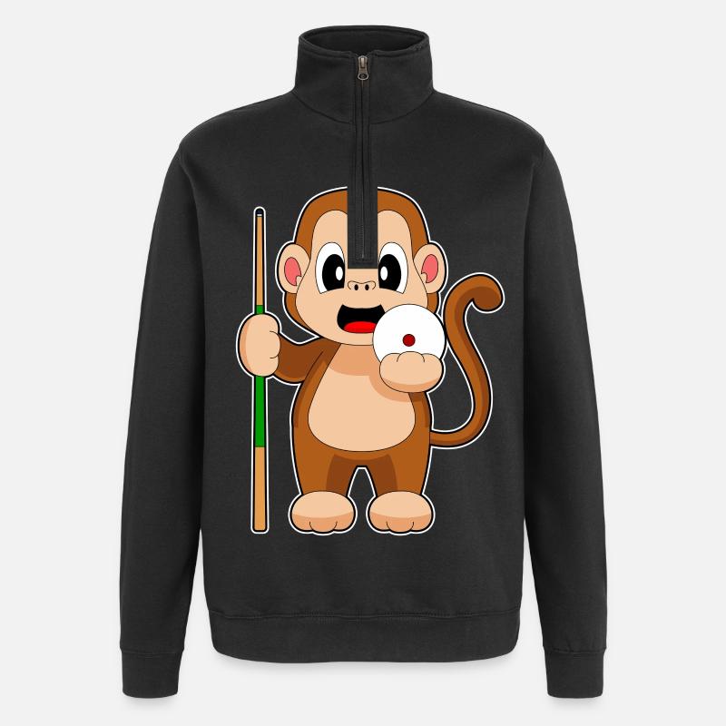 Monkey Billiard Cue - Quarter-Zip Sweatshirt - black
