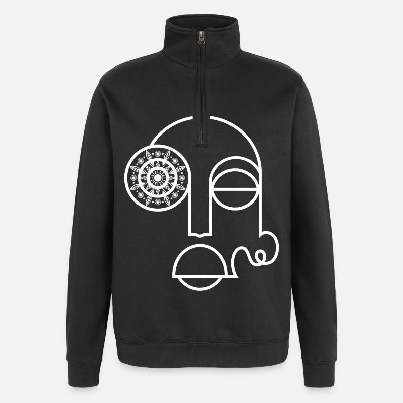 Visage abstrait / Visage abstrait moderne - Sweat à zip 1/4 - noir