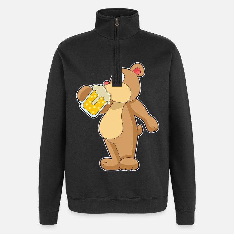 Bière Bär - Sweat à zip 1/4 - noir