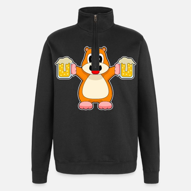 Bière de hamster - Sweat à zip 1/4 - noir