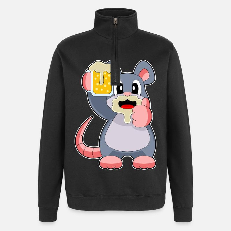 Maus Bier - Quarter-Zip-Sweatshirt - Schwarz