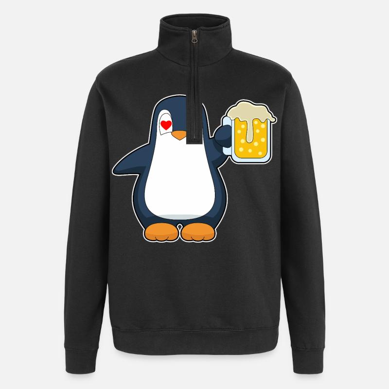 Bière Pingouin - Sweat à zip 1/4 - noir