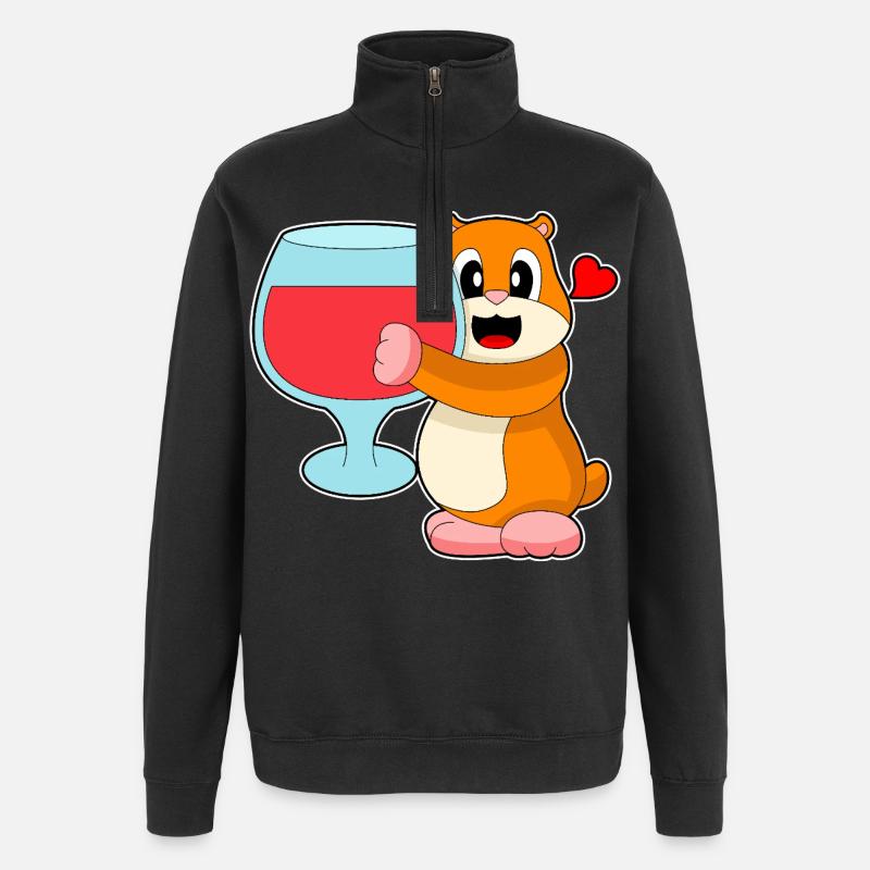 Hamster Rotwein - Quarter-Zip-Sweatshirt - Schwarz