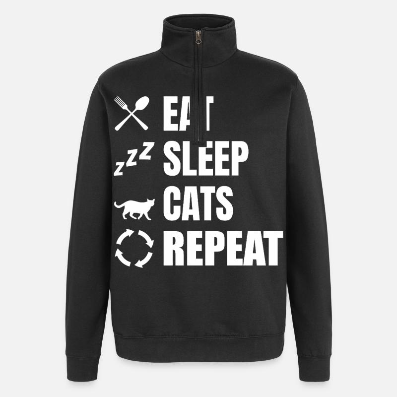 Manger dormir chats répéter - Sweat à zip 1/4 - noir