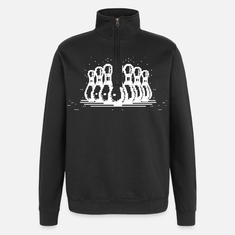 Bowling Pins Pixel Grafik - Quarter-Zip-Sweatshirt - Schwarz