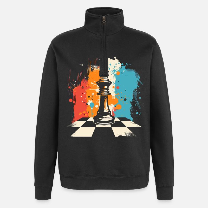 Schachfigur - Quarter-Zip-Sweatshirt - Schwarz