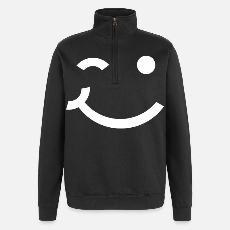 Zwinkerndes Gesicht, zwinkerndes Lächeln - Quarter-Zip-Sweatshirt - Schwarz