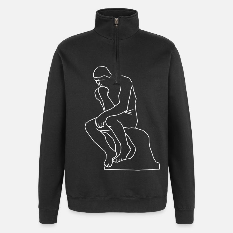 Die Denker-Statue Strichzeichnungen - Quarter-Zip-Sweatshirt - Schwarz