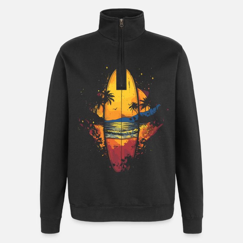 Planche de surf - Sweat à zip 1/4 - noir