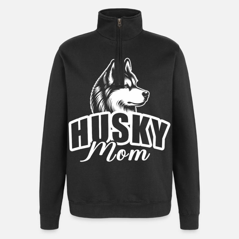 "Husky Mom" - Quarter-Zip-Sweatshirt - Schwarz