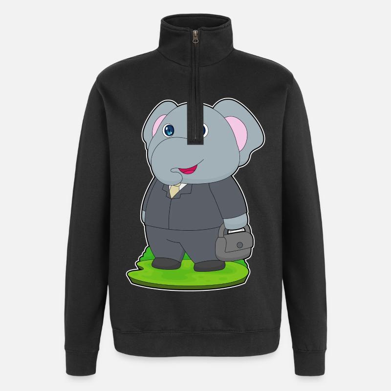 Elefant Gentleman Tasche - Quarter-Zip-Sweatshirt - Schwarz