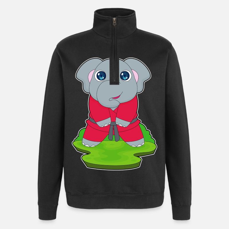 Karaté d’arts martiaux d’éléphant - Sweat à zip 1/4 - noir