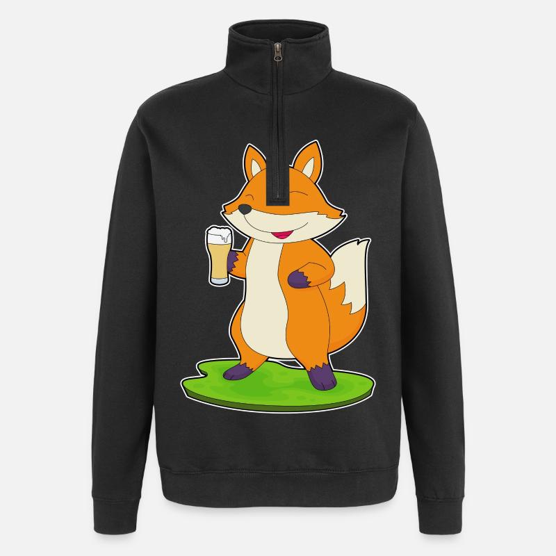 Bière Fuchs - Sweat à zip 1/4 - noir