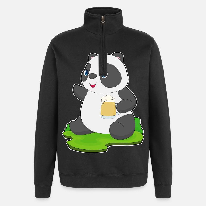 Bière Panda - Sweat à zip 1/4 - noir