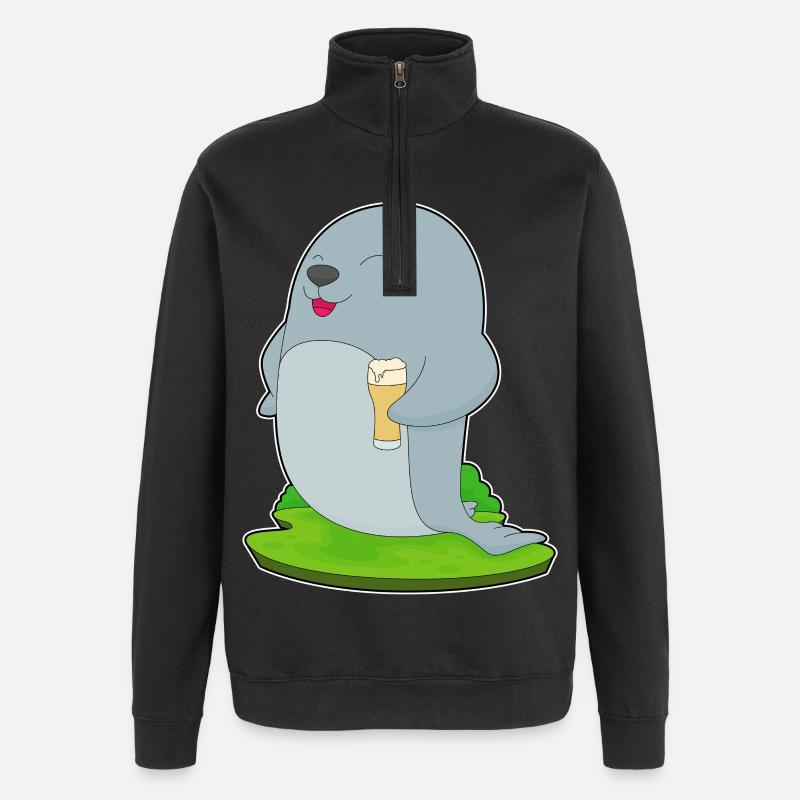 Bière de phoque - Sweat à zip 1/4 - noir