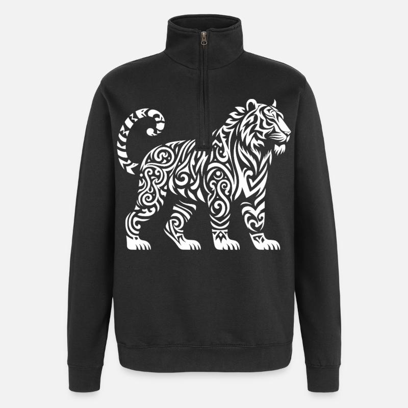 Tigre de Sumatra tribal - Sweat à zip 1/4 - noir