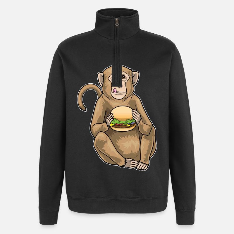 Cheeseburger de singe - Sweat à zip 1/4 - noir