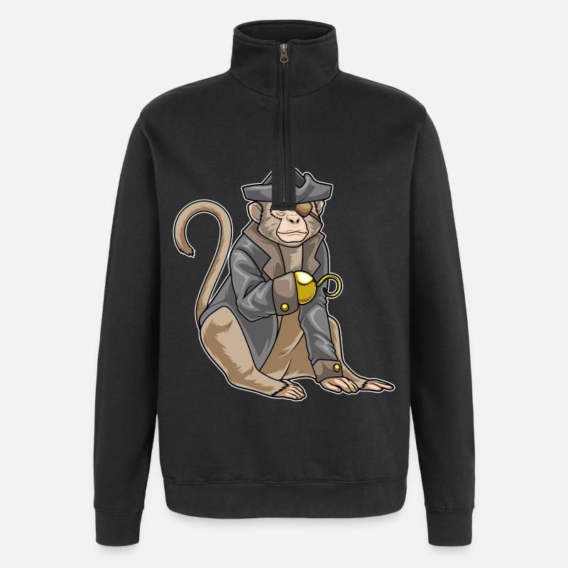 Singe Pirate Crochet Main - Sweat à zip 1/4 - noir