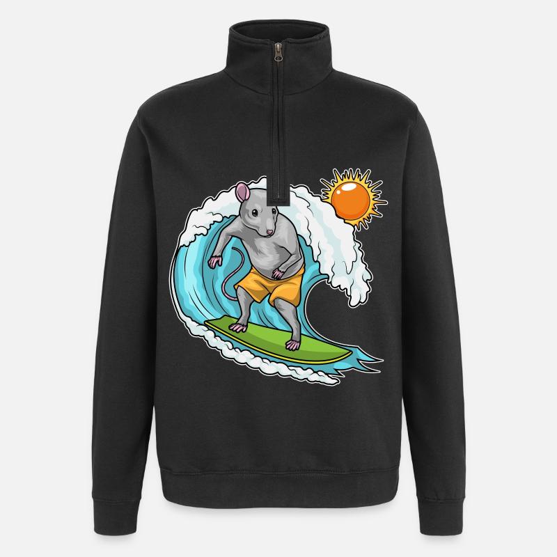 Ratte Sommer Surfer - Quarter-Zip-Sweatshirt - Schwarz
