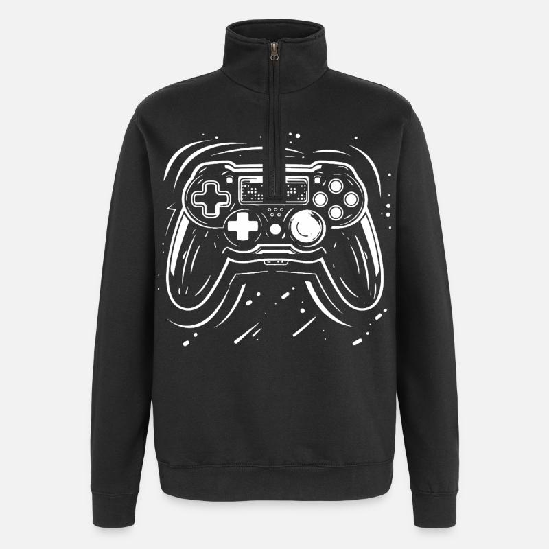 Gaming Controller Drawing - Quarter-Zip Sweatshirt - black