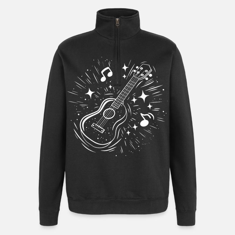 Dessin de ukulélé - Sweat à zip 1/4 - noir