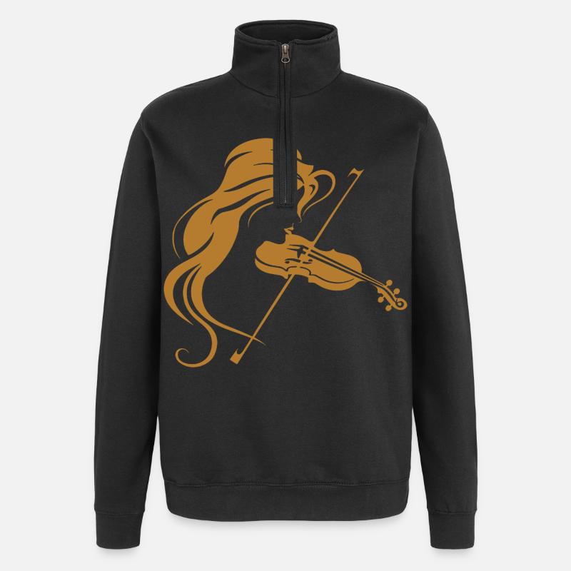 Graphisme de violoniste - Sweat à zip 1/4 - noir