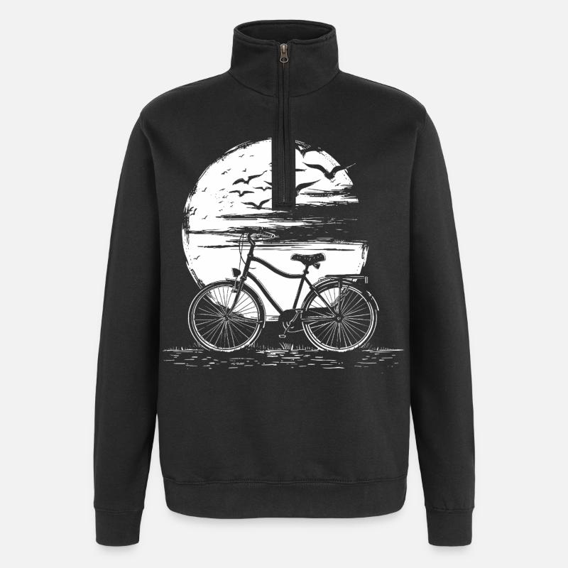 Radfahren Zeichnung - Quarter-Zip-Sweatshirt - Schwarz