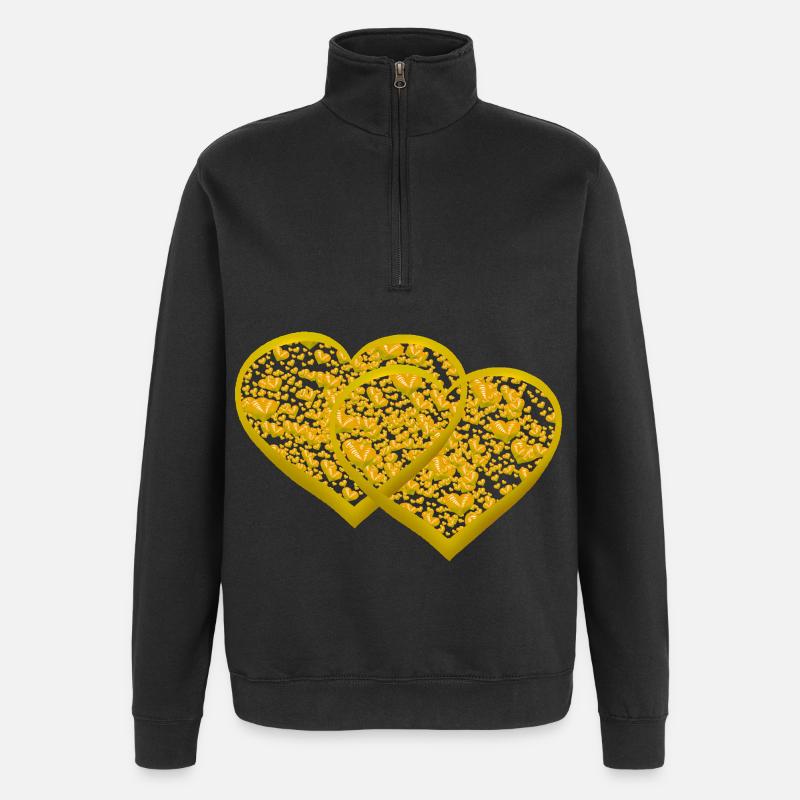 Herz Herzen Partner Partnerschaft Valentin - Quarter-Zip-Sweatshirt - Schwarz