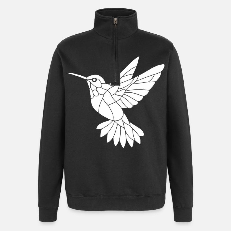 Colibri blanc - Sweat à zip 1/4 - noir