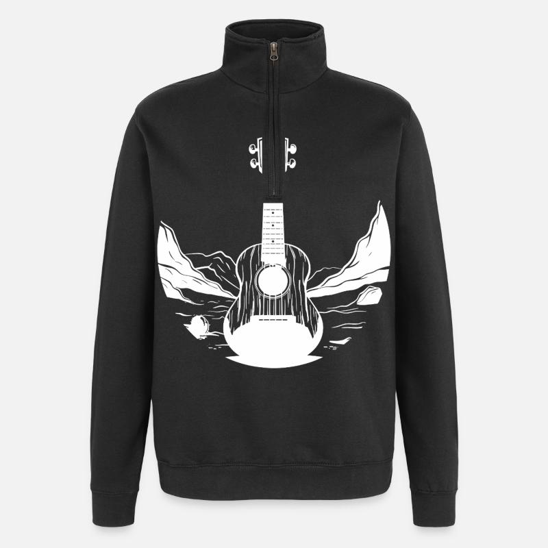 Graphiques Ukulele - Sweat à zip 1/4 - noir