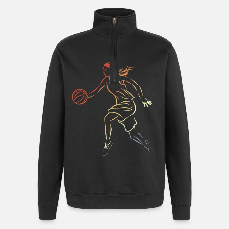 Basketteuse - Sweat à zip 1/4 - noir
