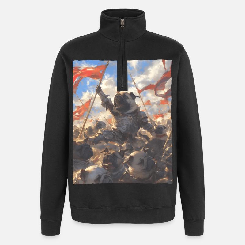 Epische Mops Revolution Kunstvolles Gemälde - Quarter-Zip-Sweatshirt - Schwarz