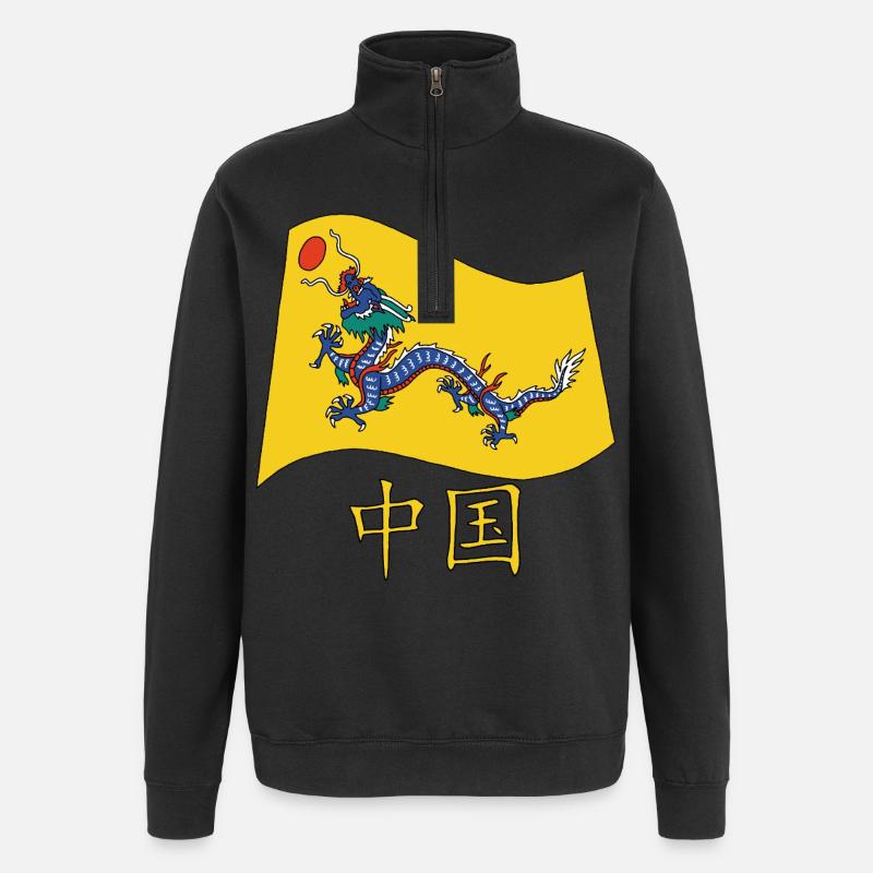 Drapeau chinois ancien - Sweat à zip 1/4 - noir