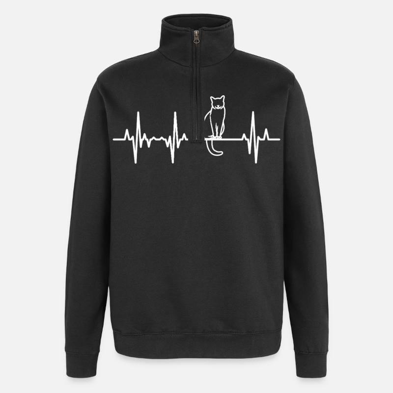 Palpitations cardiaques de chat - Sweat à zip 1/4 - noir