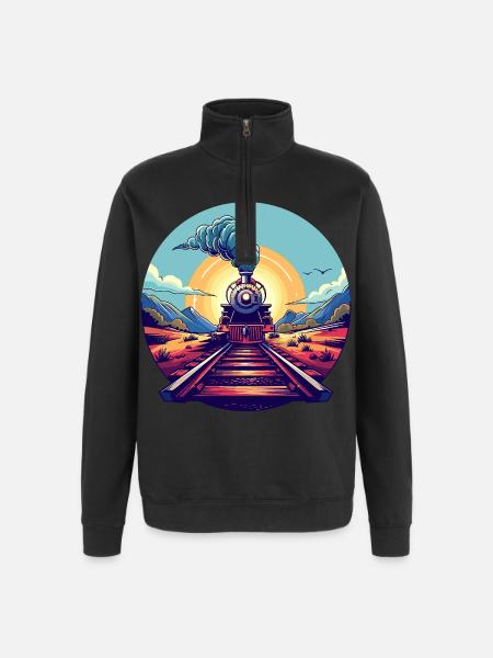Railway Portrait - Quarter-Zip Sweatshirt - black