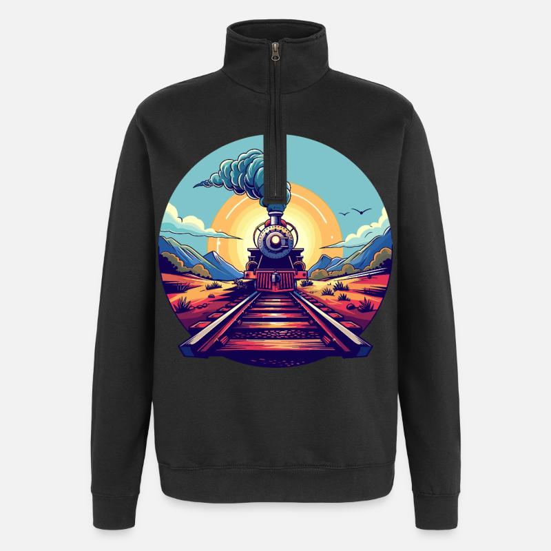 Eisenbahn Porträt - Quarter-Zip-Sweatshirt - Schwarz