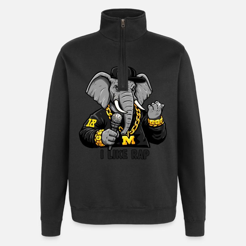 Elephant Rapper: Rap Style und Attitude! - Quarter-Zip-Sweatshirt - Schwarz