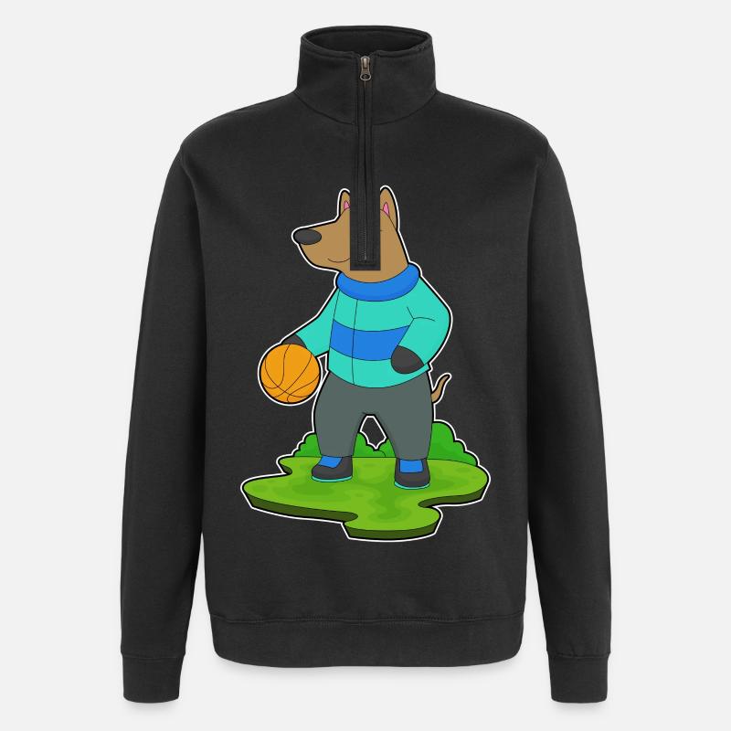 Chien Basketteur Basketteur - Sweat à zip 1/4 - noir