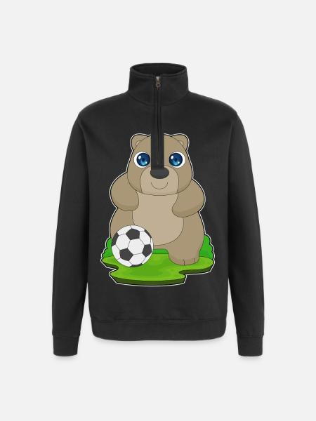 Bear Soccer Player Soccer - Quarter-Zip Sweatshirt - black