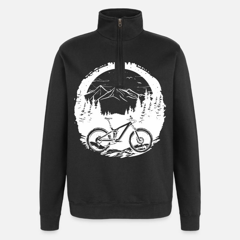 Mountain Biking Sketch - Quarter-Zip Sweatshirt - black