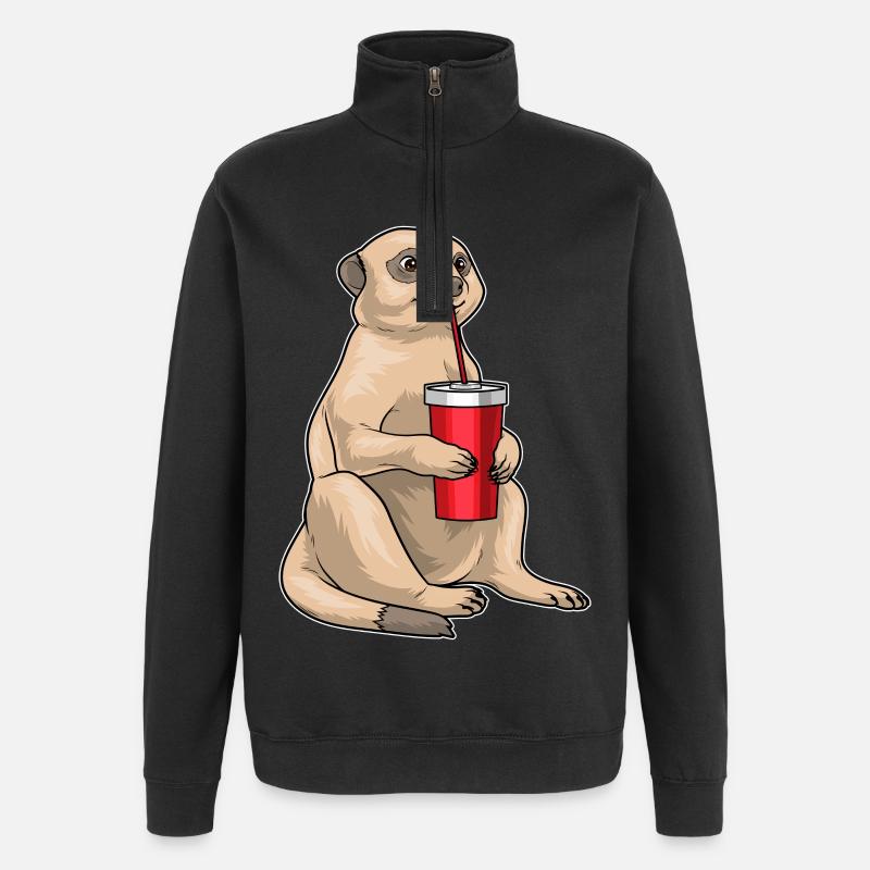 Erdmännchen Becher - Quarter-Zip-Sweatshirt - Schwarz