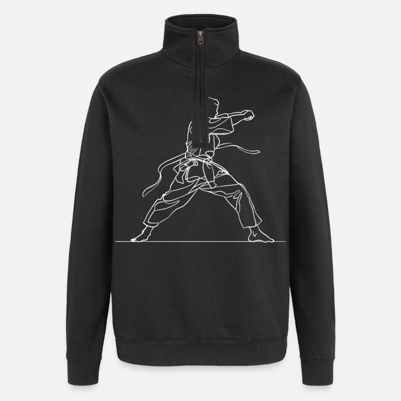 Karate Line Drawing - Quarter-Zip Sweatshirt - black