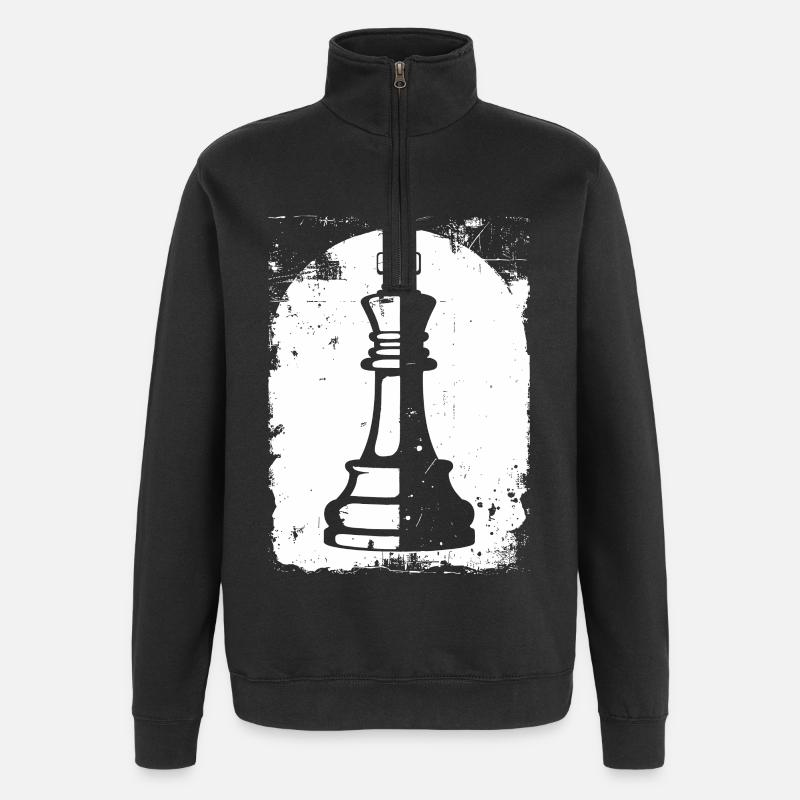 Schachfiguren Zeichnung - Quarter-Zip-Sweatshirt - Schwarz