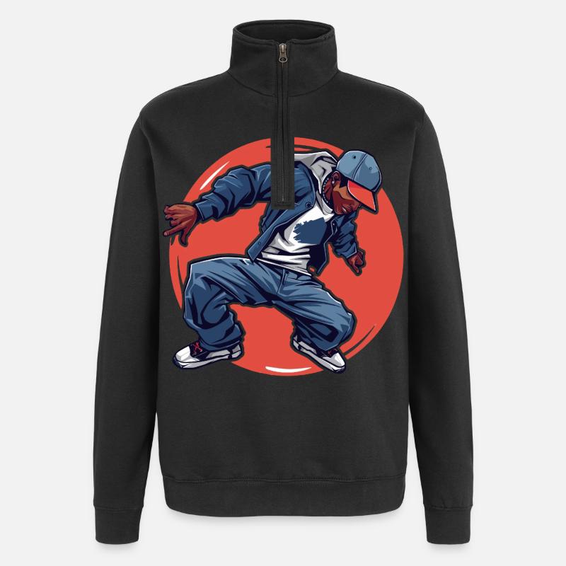 Breakdance - Sweat à zip 1/4 - noir