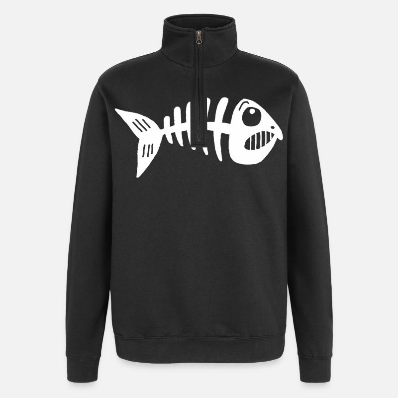 Squelette de poisson - Sweat à zip 1/4 - noir